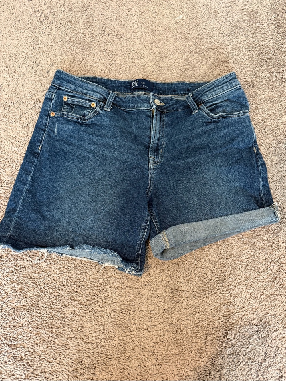 GAP Dark Blue Denim Roll Cuff Jean Shorts